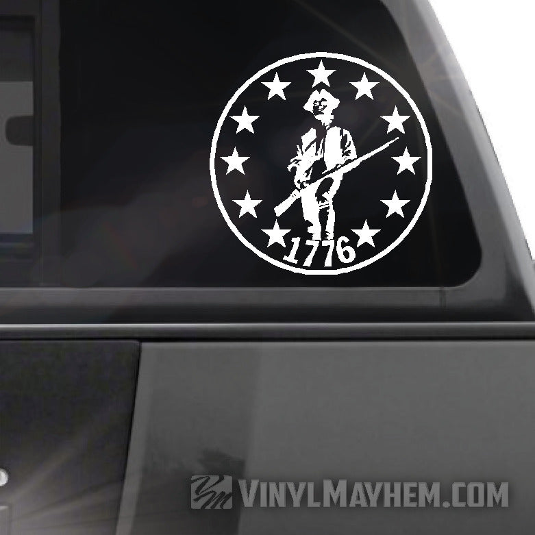 Round White Minuteman 1776 Sticker online 