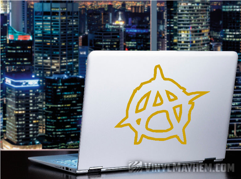 yellow Anarchy outlined vinyl sticker