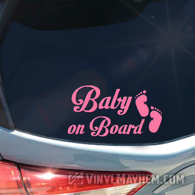 Baby on Board with footprints vinyl sticker