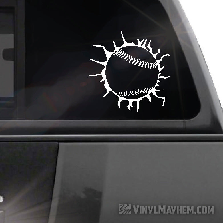 Baseball with cracked glass vinyl sticker