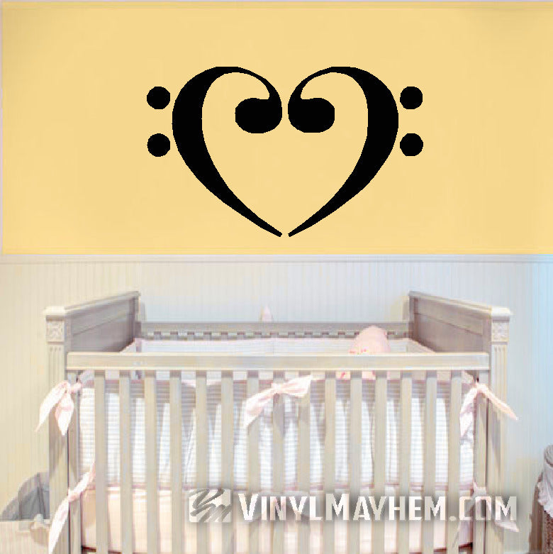 Bass Clef Music Notes Heart vinyl stickers