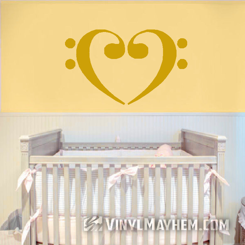 Bass Clef Music Notes Heart vinyl stickers