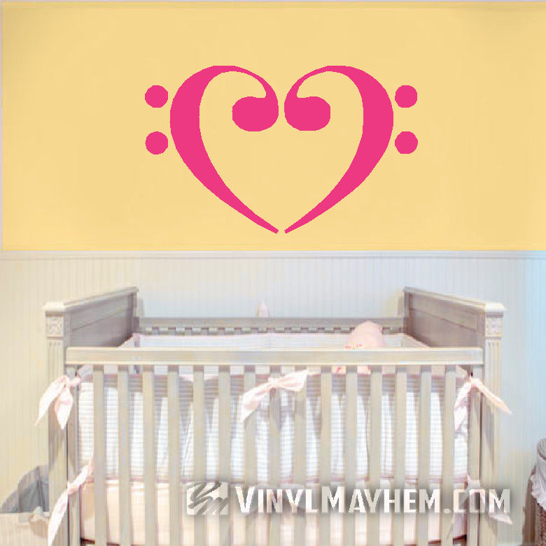buy Bass Clef Music Notes Heart vinyl stickers