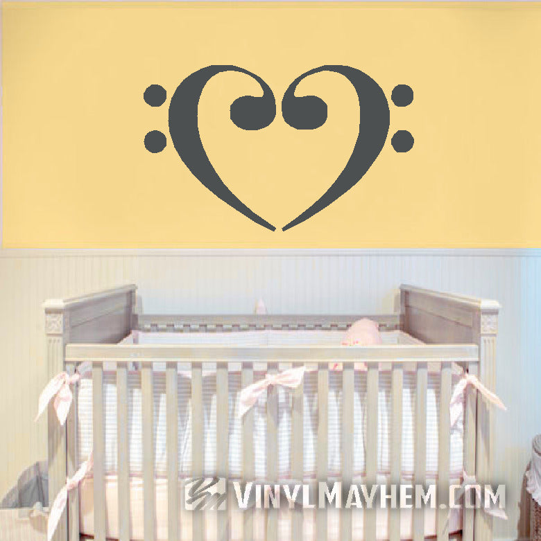 Bass Clef Music Notes Heart vinyl stickers