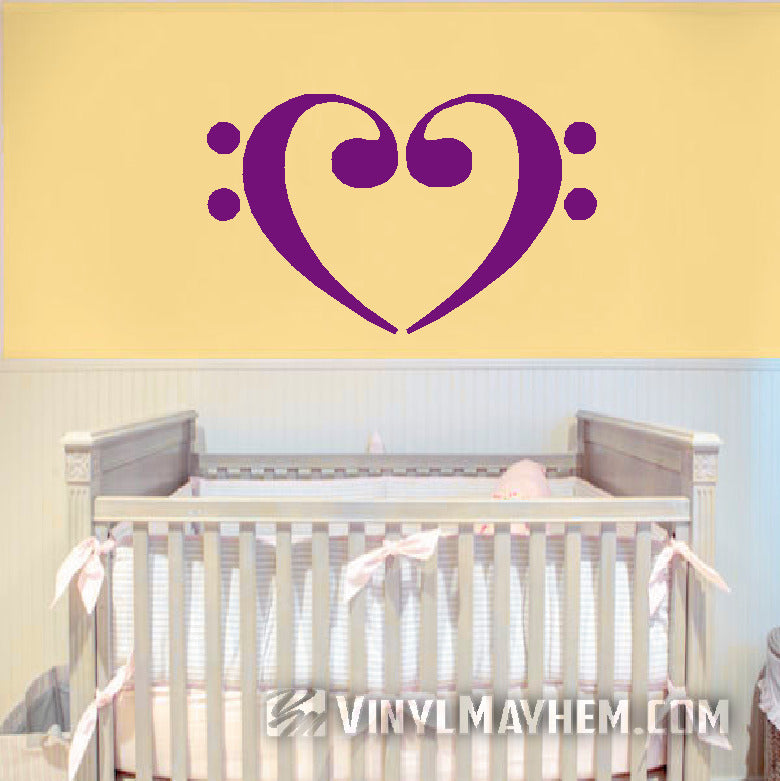 Bass Clef Music Notes Heart vinyl stickers