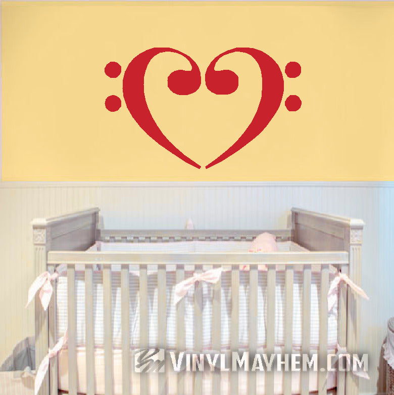 Bass Clef Music Notes Heart vinyl sticker