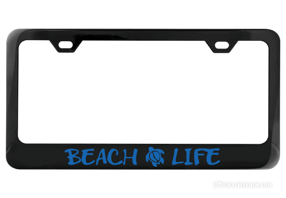 Beach Life black license plate frame
