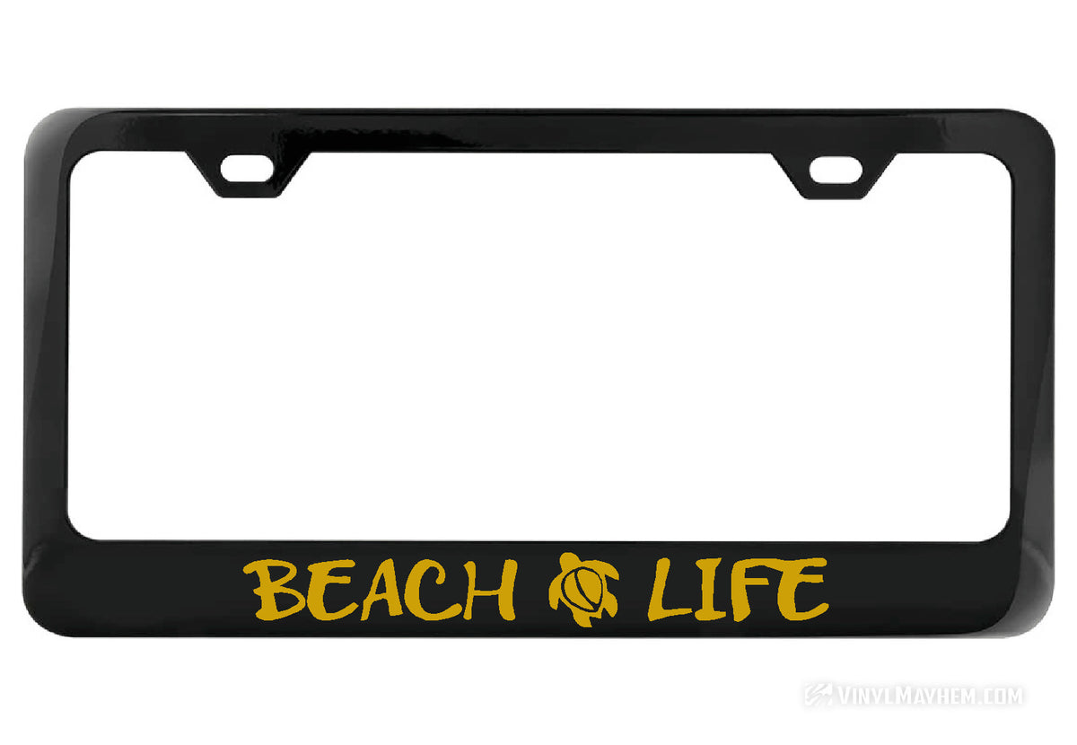Beach Life black license plate frame