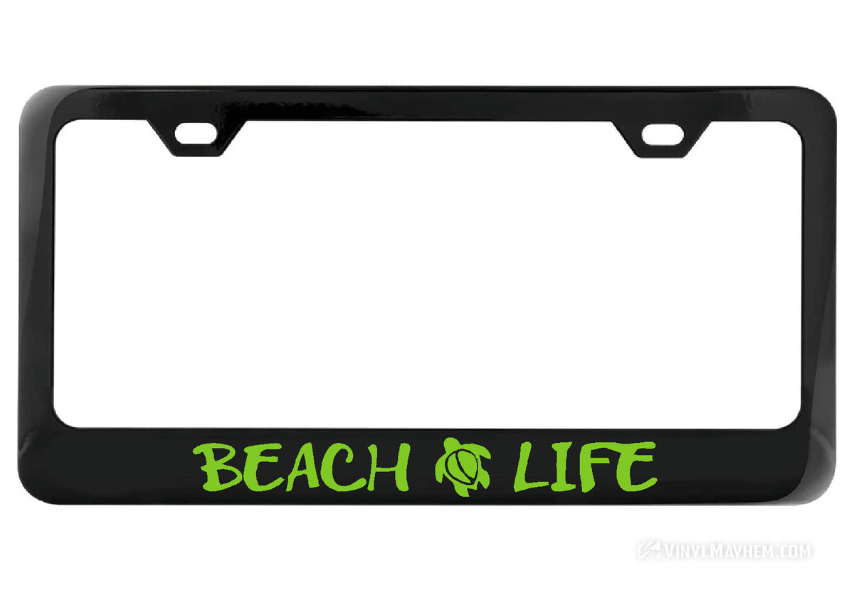 Beach Life black license plate frame
