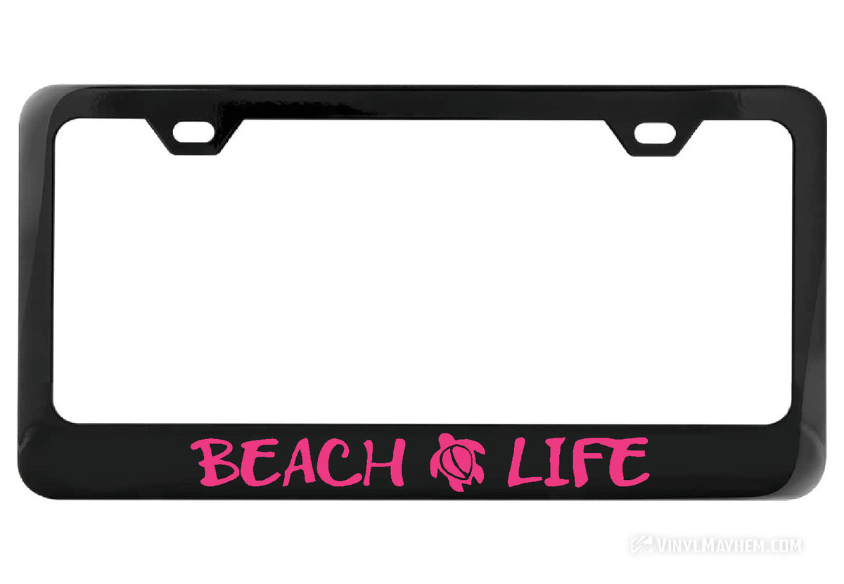 Beach Life black license plate frame