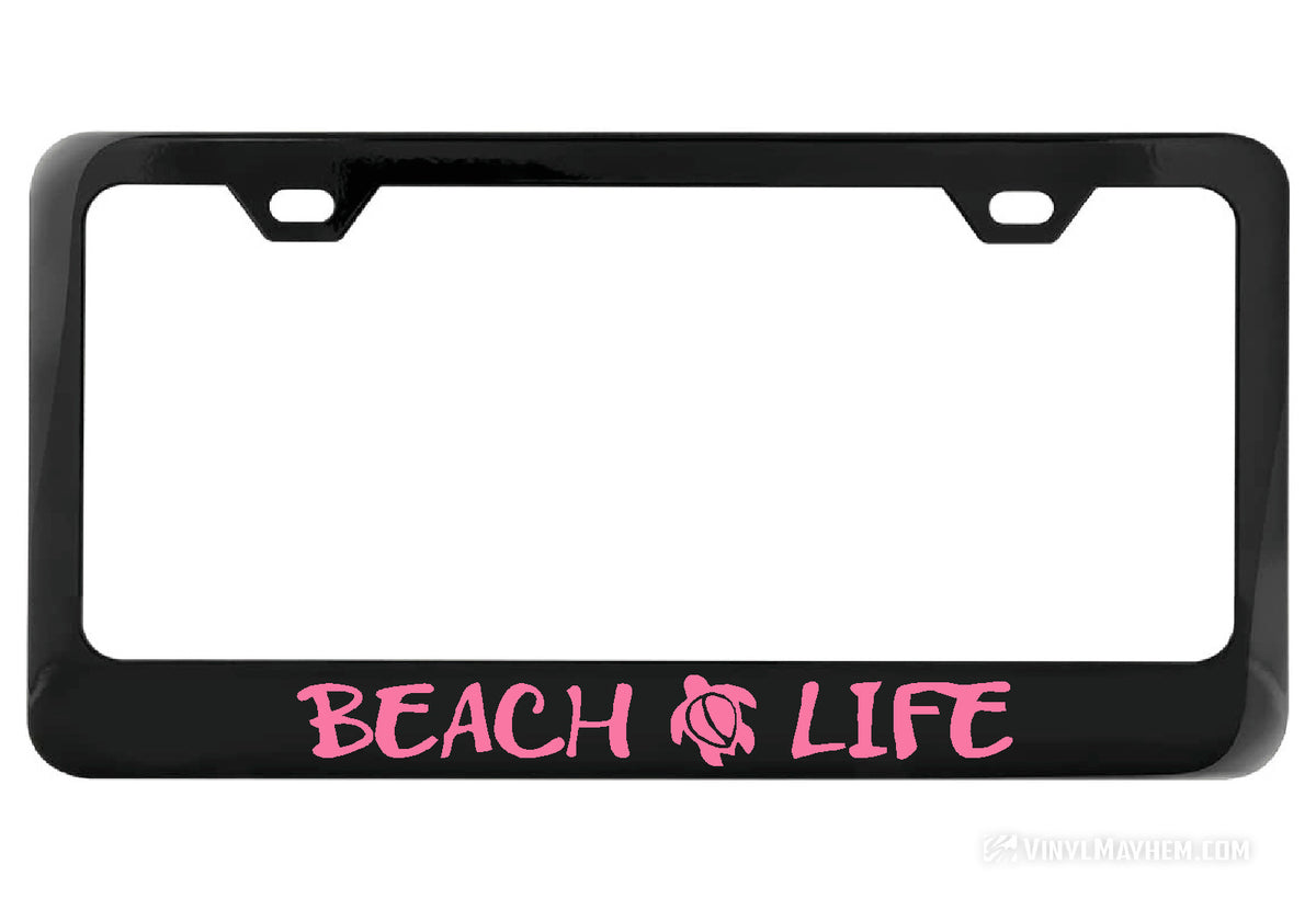 Beach Life black license plate frame