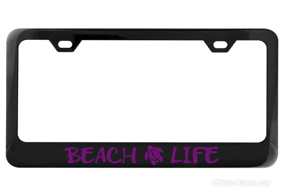 Beach Life black license plate frame