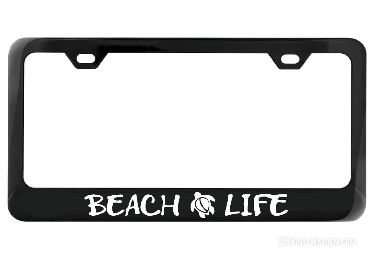 Beach Life black license plate frame