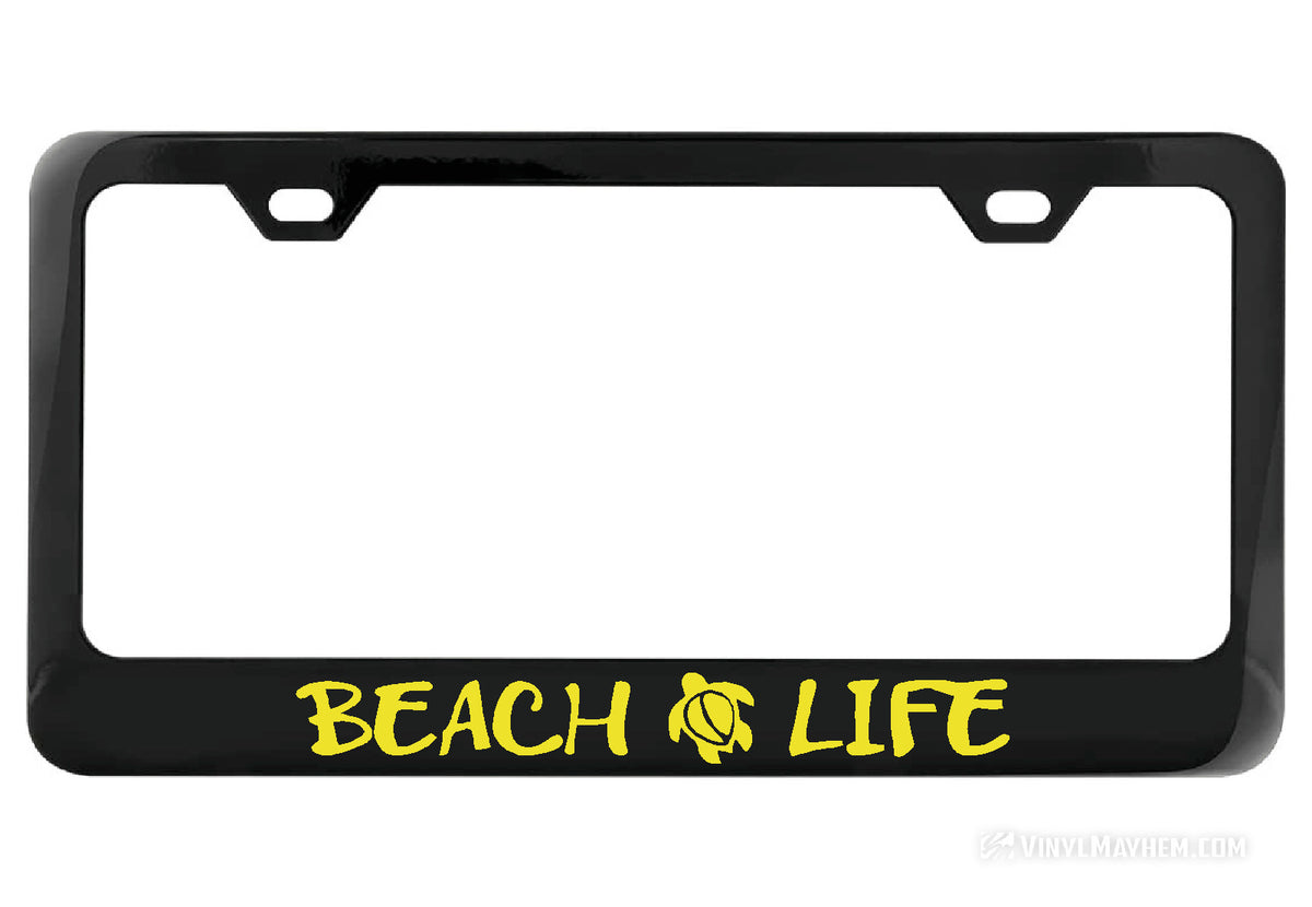 Beach Life black license plate frame