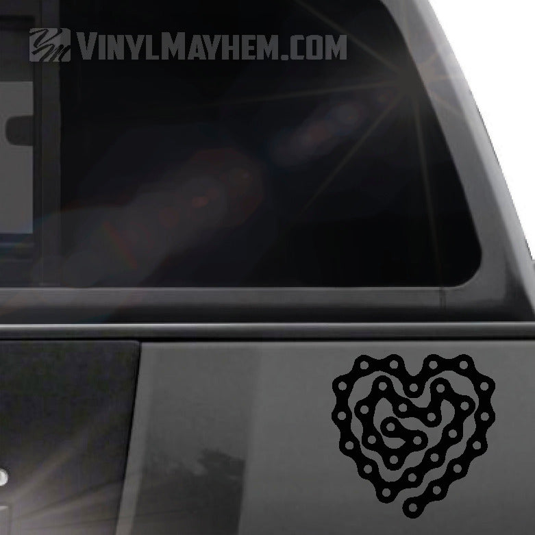 Bicycle Chain Heart vinyl stickers online CA