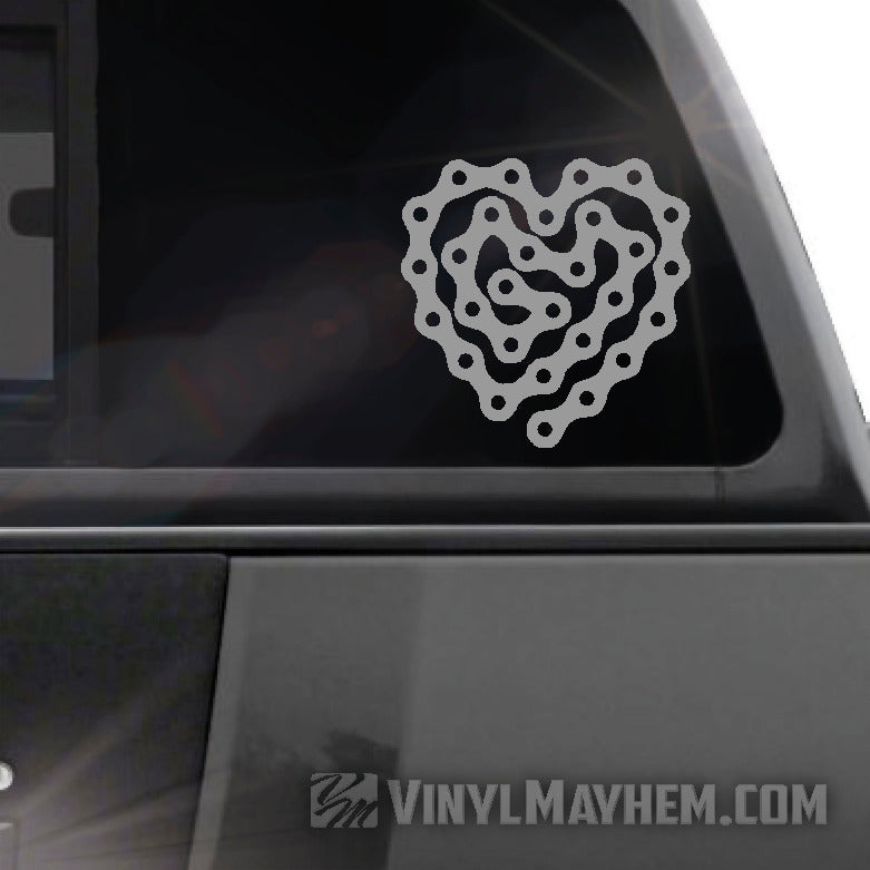 Bicycle Chain Heart vinyl sticker in Hesperia
