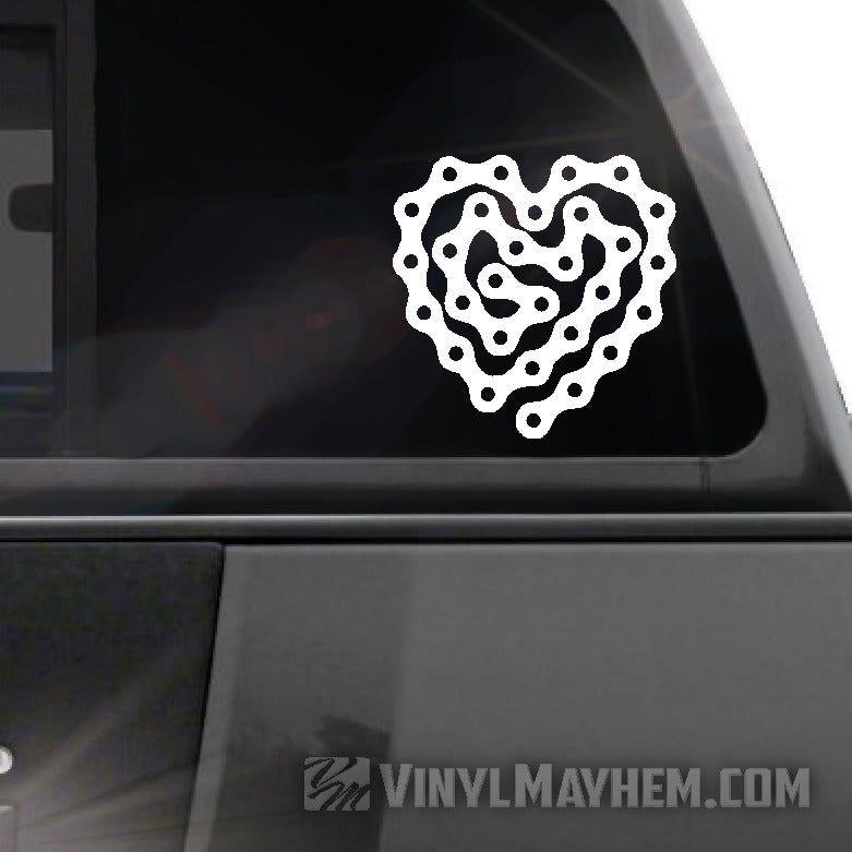 Bicycle Chain Heart vinyl sticker