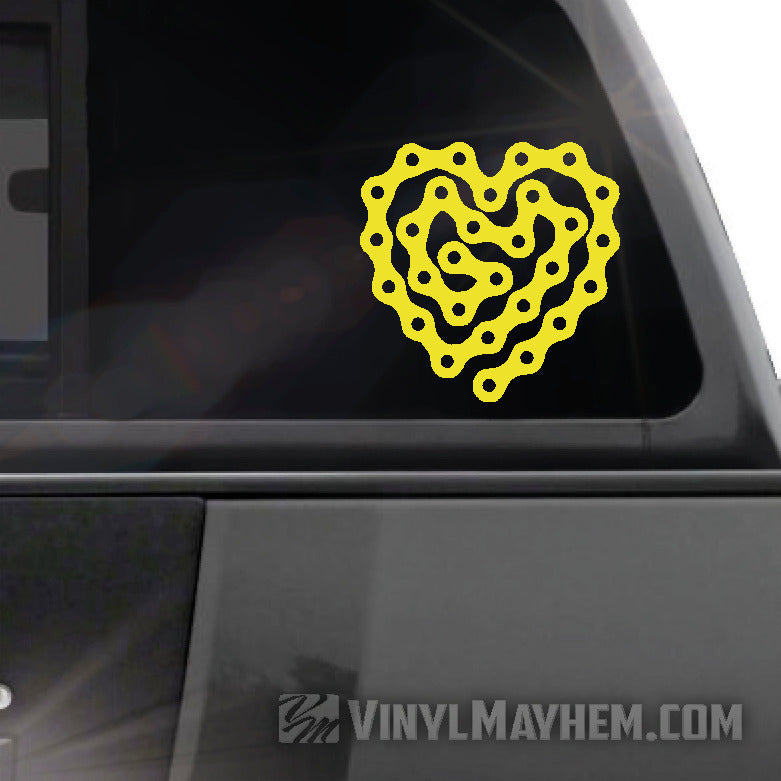 Bicycle Chain Heart vinyl sticker in California