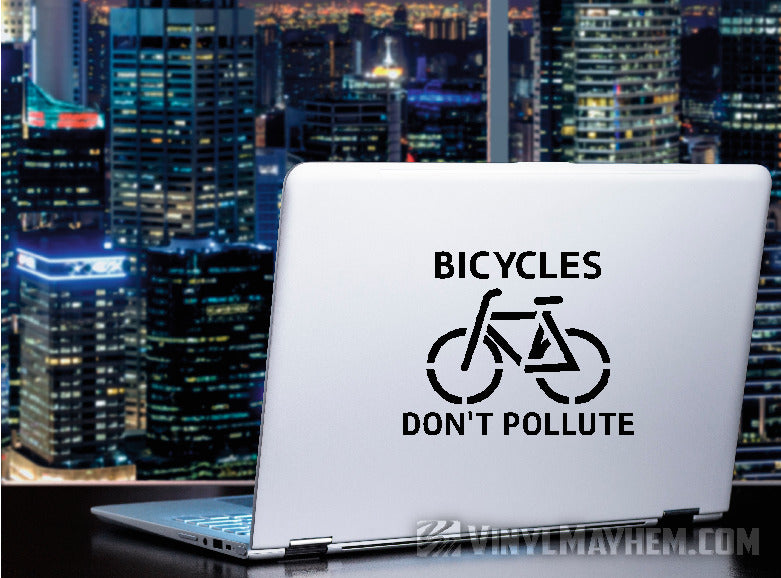 Bicycles Don&#39;t Pollute vinyl sticker for laptop
