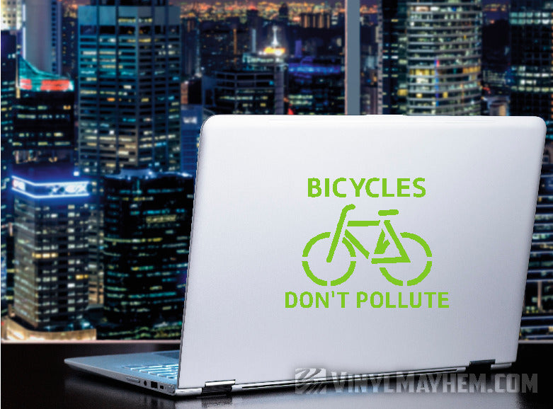 Bicycles Don&#39;t Pollute vinyl stickers online
