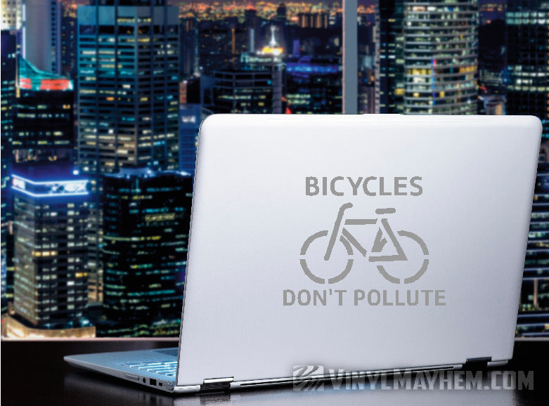 Bicycles Don&#39;t Pollute vinyl stickers online