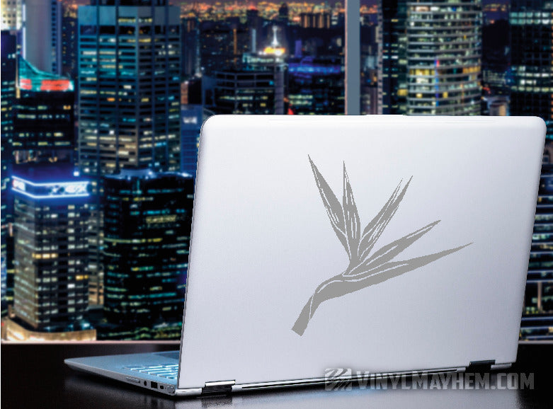 Bird of Paradise flower vinyl sticker gray