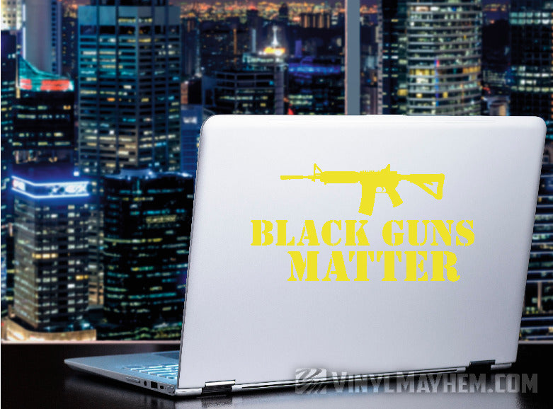 Black Guns Matter AR-15 rifle vinyl sticker in hesperia