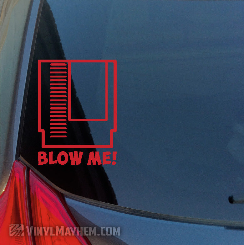 Blow Me game cartridge vinyl stickers in CA