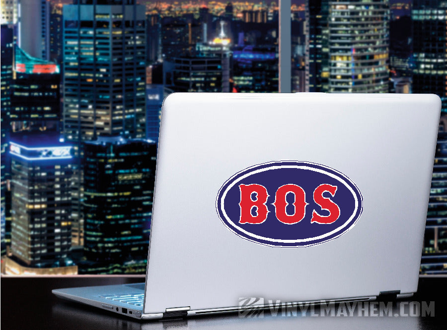 Boston Massachusetts baseball style oval sticker