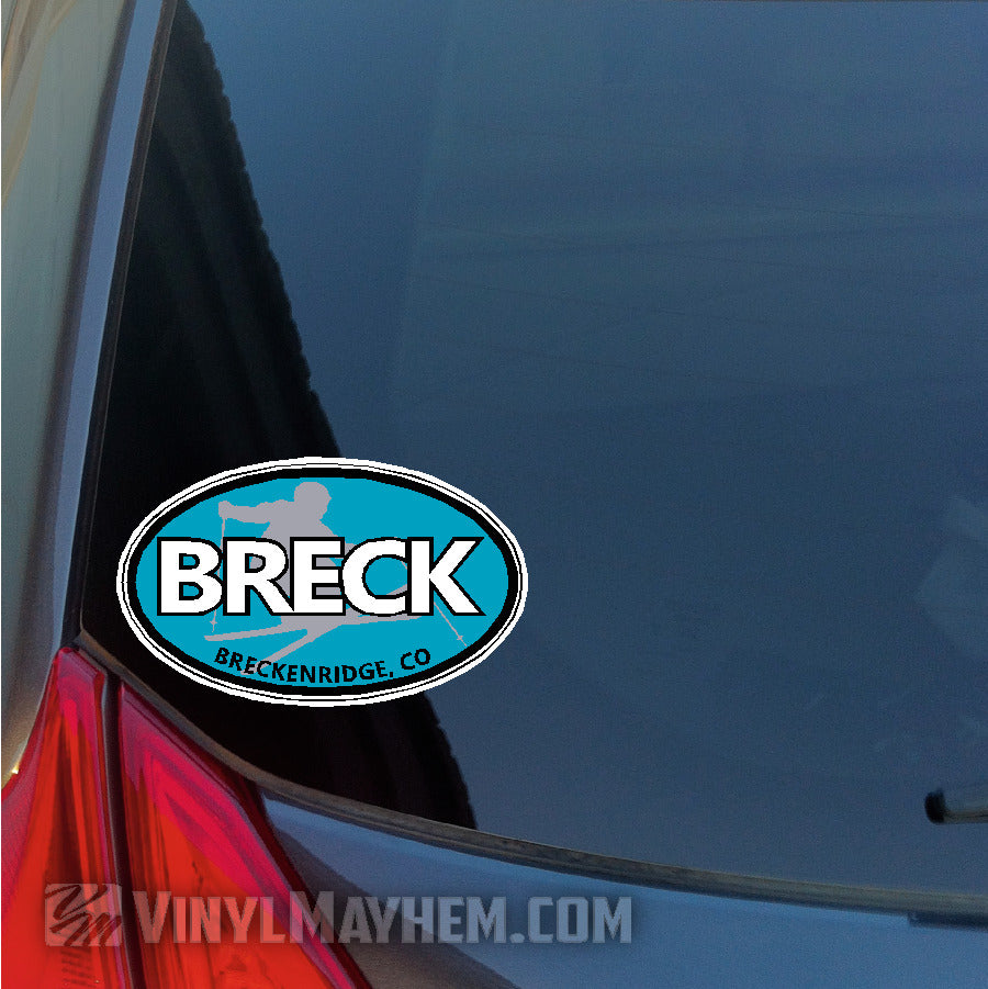 BRECK Breckenridge Colorado skier oval sticker