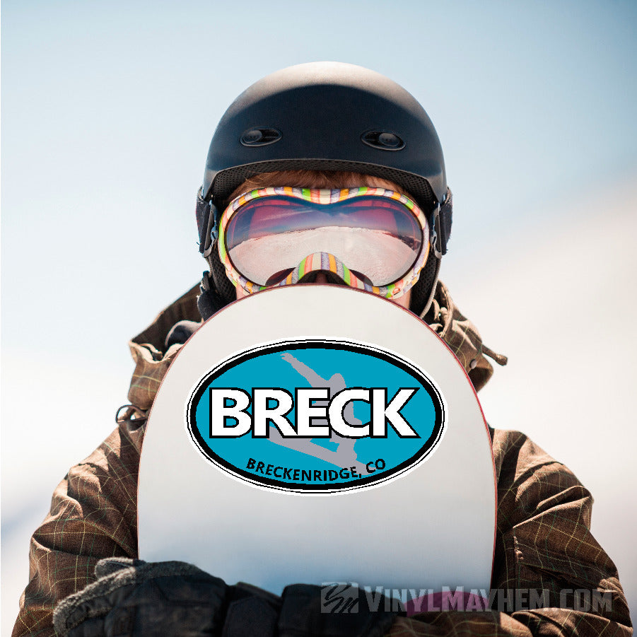 BRECK Breckenridge Colorado snowboarder oval sticker