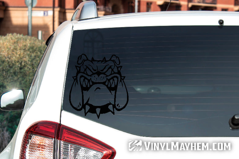 Bulldog growling with spiked collar vinyl sticker