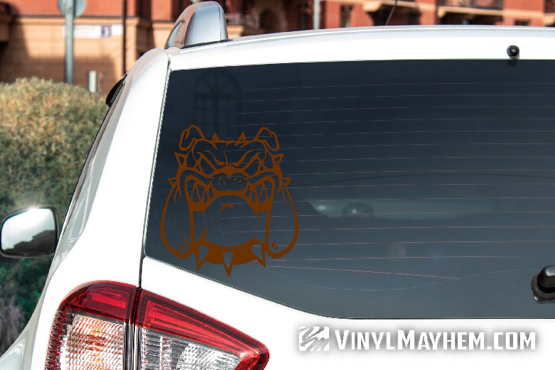 Bulldog growling with spiked collar vinyl sticker