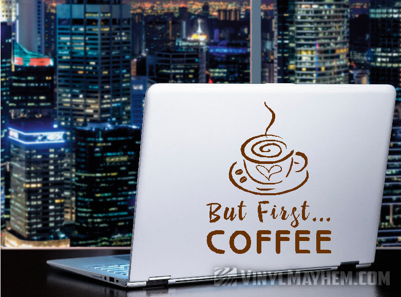 buy But First Coffee vinyl sticker
