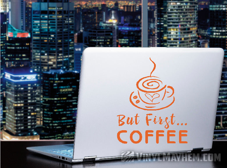 online But First Coffee vinyl stickers