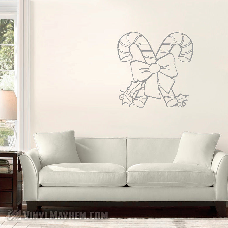 Shop Candy Canes with bow and holly vinyl sticker