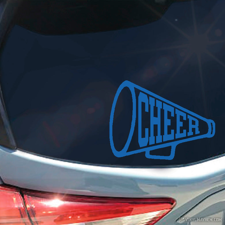 Cheer Megaphone varsity text vinyl sticker