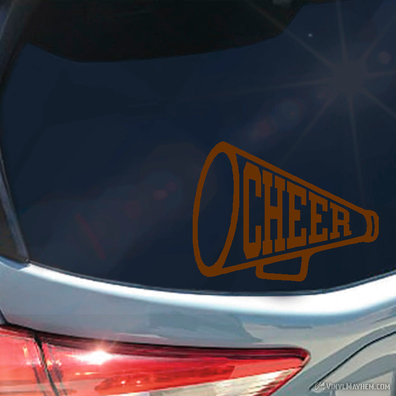 Cheer Megaphone varsity text vinyl sticker