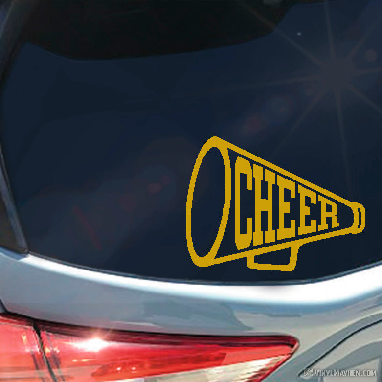 Cheer Megaphone varsity text vinyl sticker