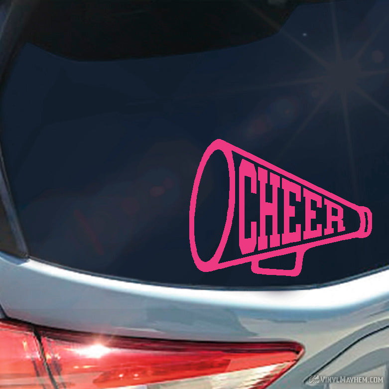 Cheer Megaphone varsity text vinyl sticker