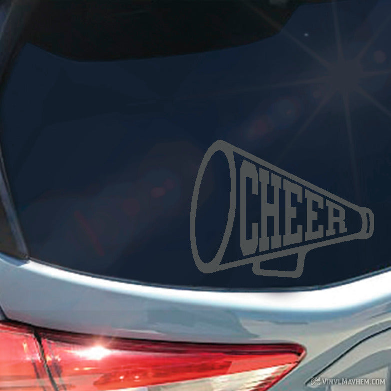 Cheer Megaphone varsity text vinyl sticker