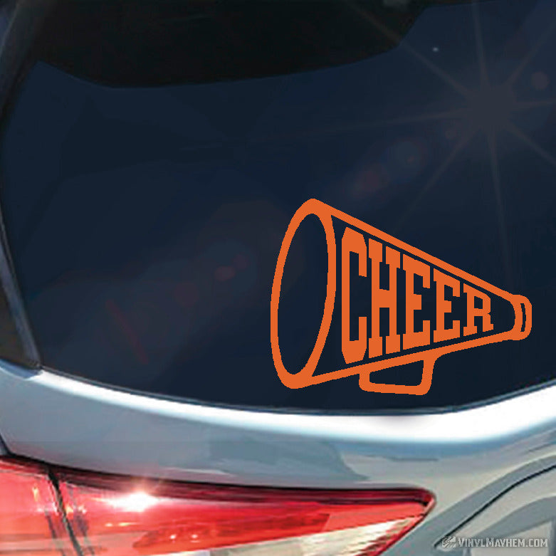 Cheer Megaphone varsity text vinyl sticker