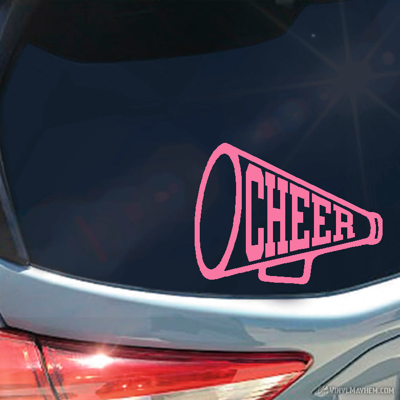 Cheer Megaphone varsity text vinyl sticker