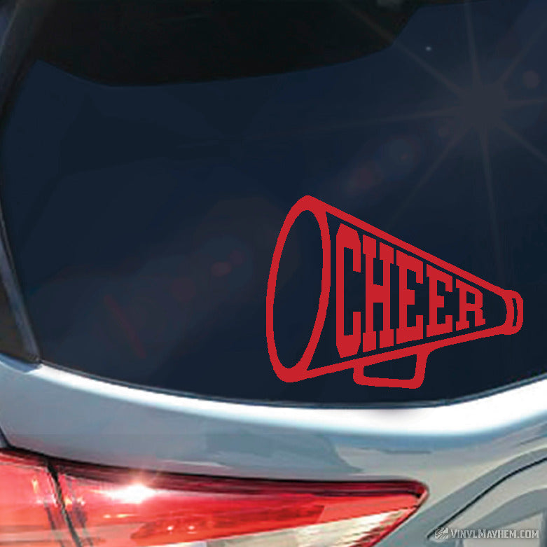 Cheer Megaphone varsity text vinyl sticker