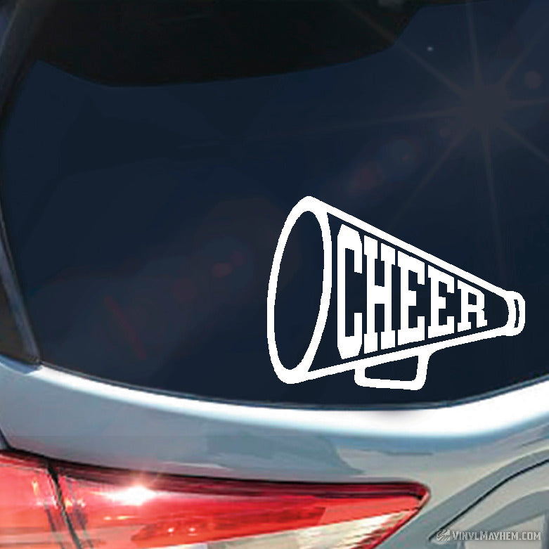 Cheer Megaphone varsity text vinyl sticker