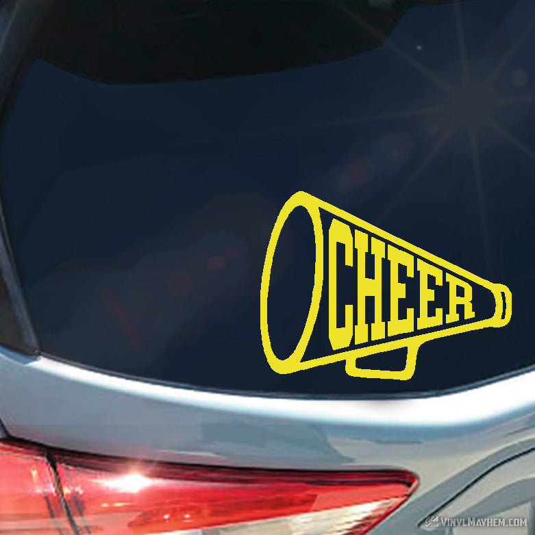 Cheer Megaphone varsity text vinyl sticker