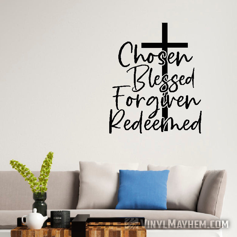 Chosen Blessed Forgiven Redeemed Christian Easter vinyl stickers