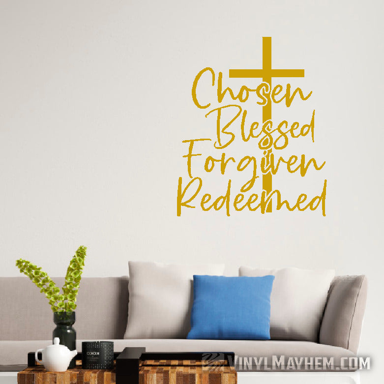 Chosen Blessed Forgiven Redeemed Christian Easter vinyl stickers
