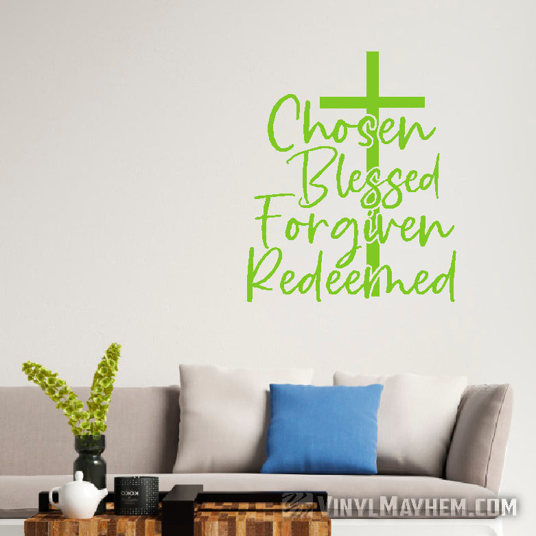shop Chosen Blessed Forgiven Redeemed Christian Easter vinyl sticker