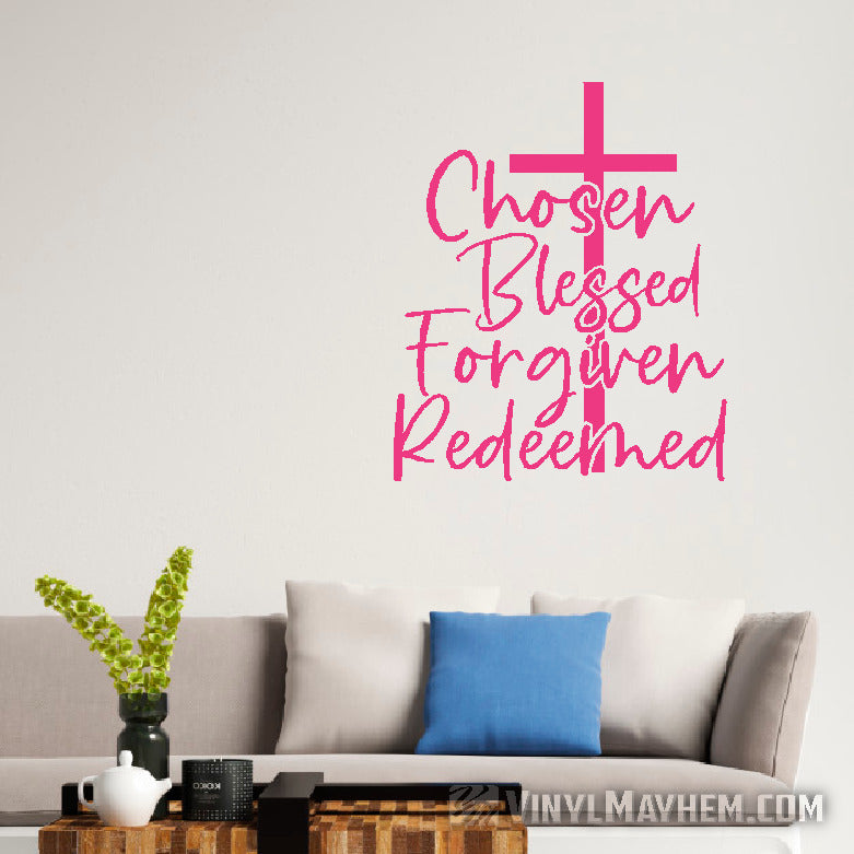online Chosen Blessed Forgiven Redeemed Christian Easter vinyl sticker